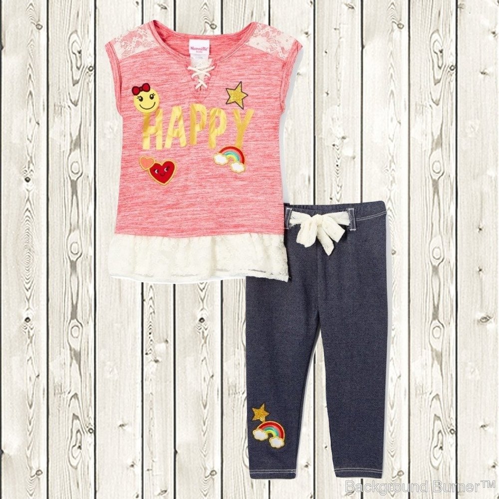 NWT Nannette Emoji Ruffle Tunic Jeggings Outfit